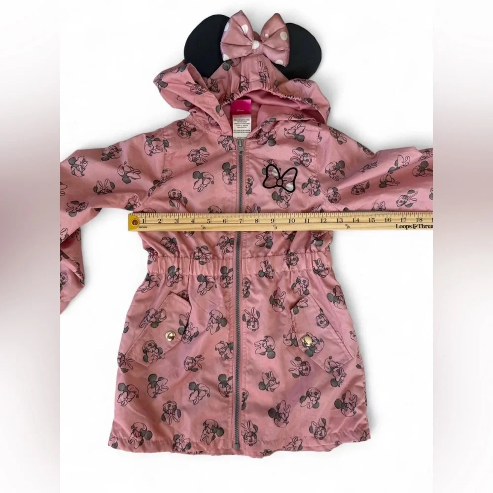 Toddler Girls Disney Minnie Mouse Light Rain Jacket with Hood and Ears Size 4T - Picture 6 of 7